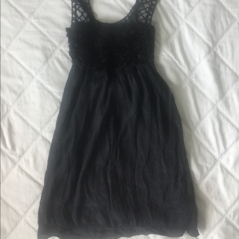 Mini Dress Black With Floral Detailing